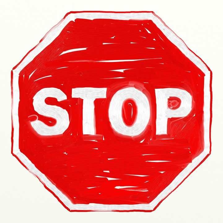Stop on white surface
