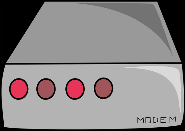 modem in color gray cartooned