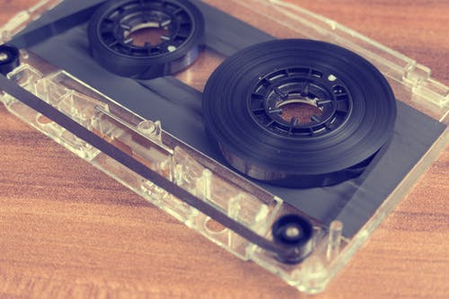 Clear and black cassette tape